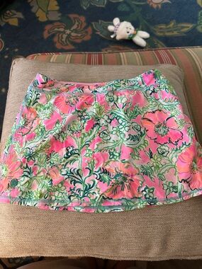 Lilly Pulitzer Pink Floral tennis or golf Skort with Green Botanical Print
